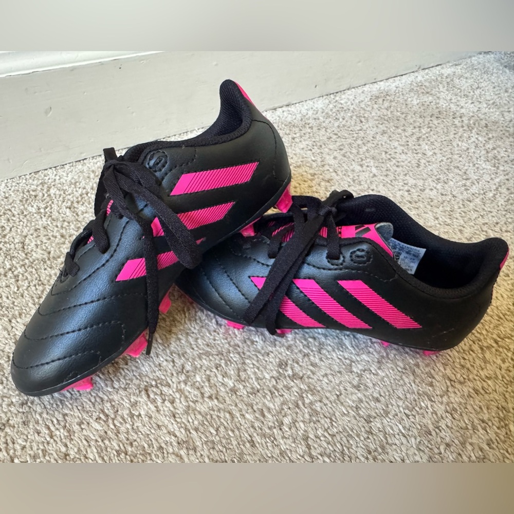 Adidas Kids Black and Pink Soccer Cleats